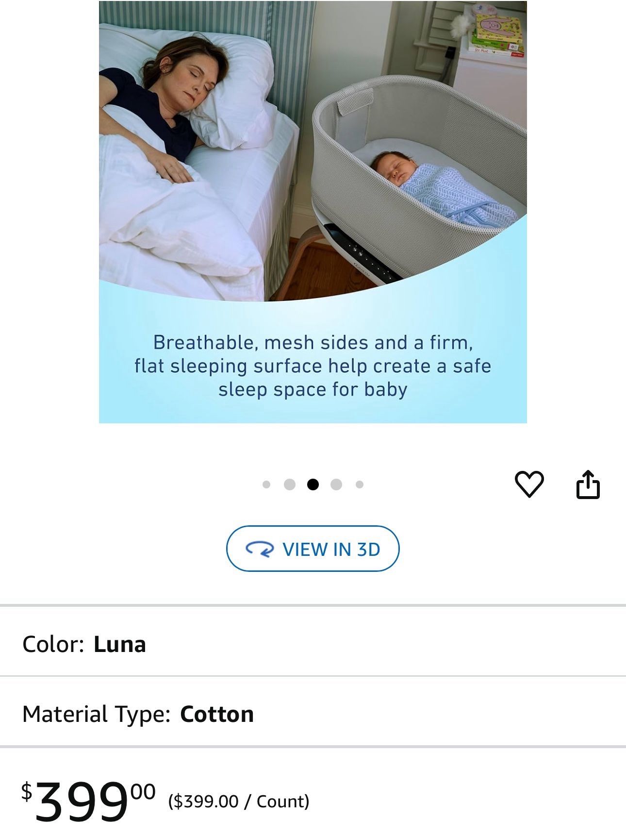 Graco® SmartSense™ Soothing Baby Bassinet – Smart Newborn Bassinet Detects and Automatically Responds to Baby's Cries – for Newborn Babies to 6 Months