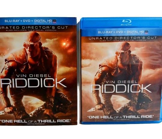 Riddick 2013 Unrated Director's Cut Blu-ray + DVD + Digital W/Slipcover Like New