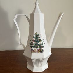 Vintage Nikko Christmas Christmastime Tea Coffee Pot 13” x 9.5” x 5.5”