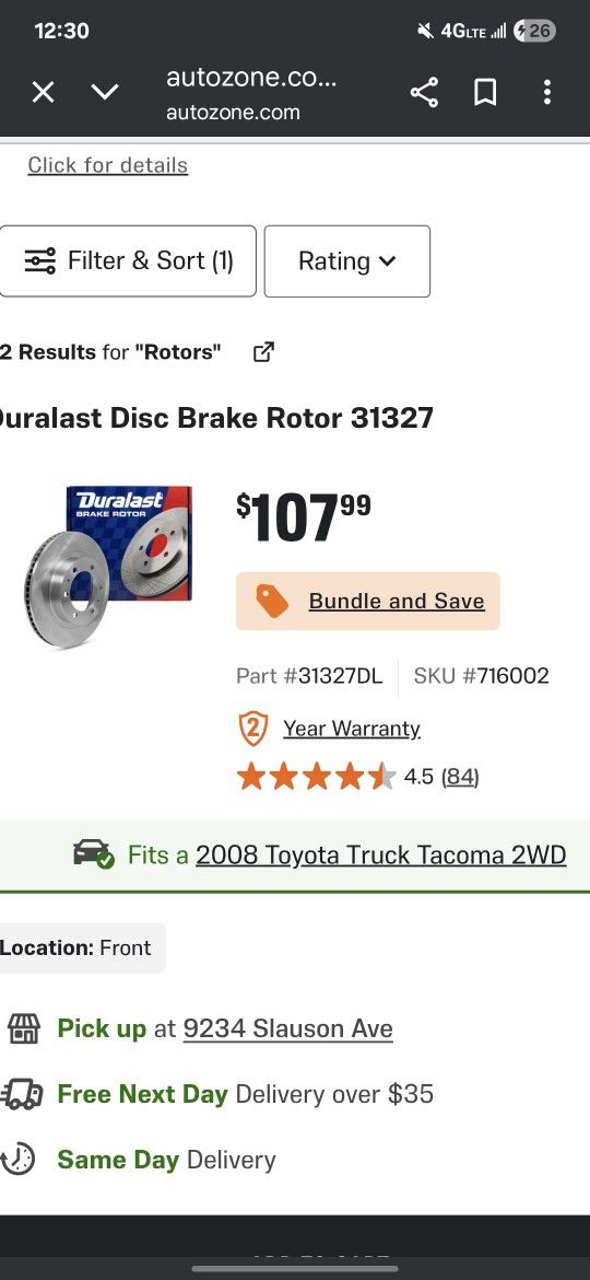 Toyota Tacoma 2nd Gen Rotors