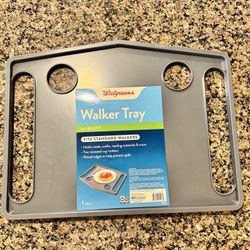Walker Tray with Cup Holders & Raised Edges - Gray