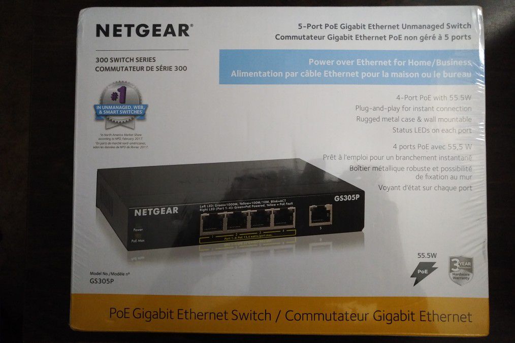 Netgear 5 Port PoE Gigabit Ethernet Unmanaged Switch