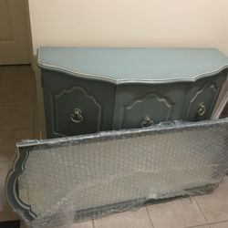 Kittle’s Entry Table and Mirror **Wall Cabinet*Matching Mirror Quality 1960’s {Approx. 38” Across Width Of Cabinet. Height 30” Tall • Best Offer?•