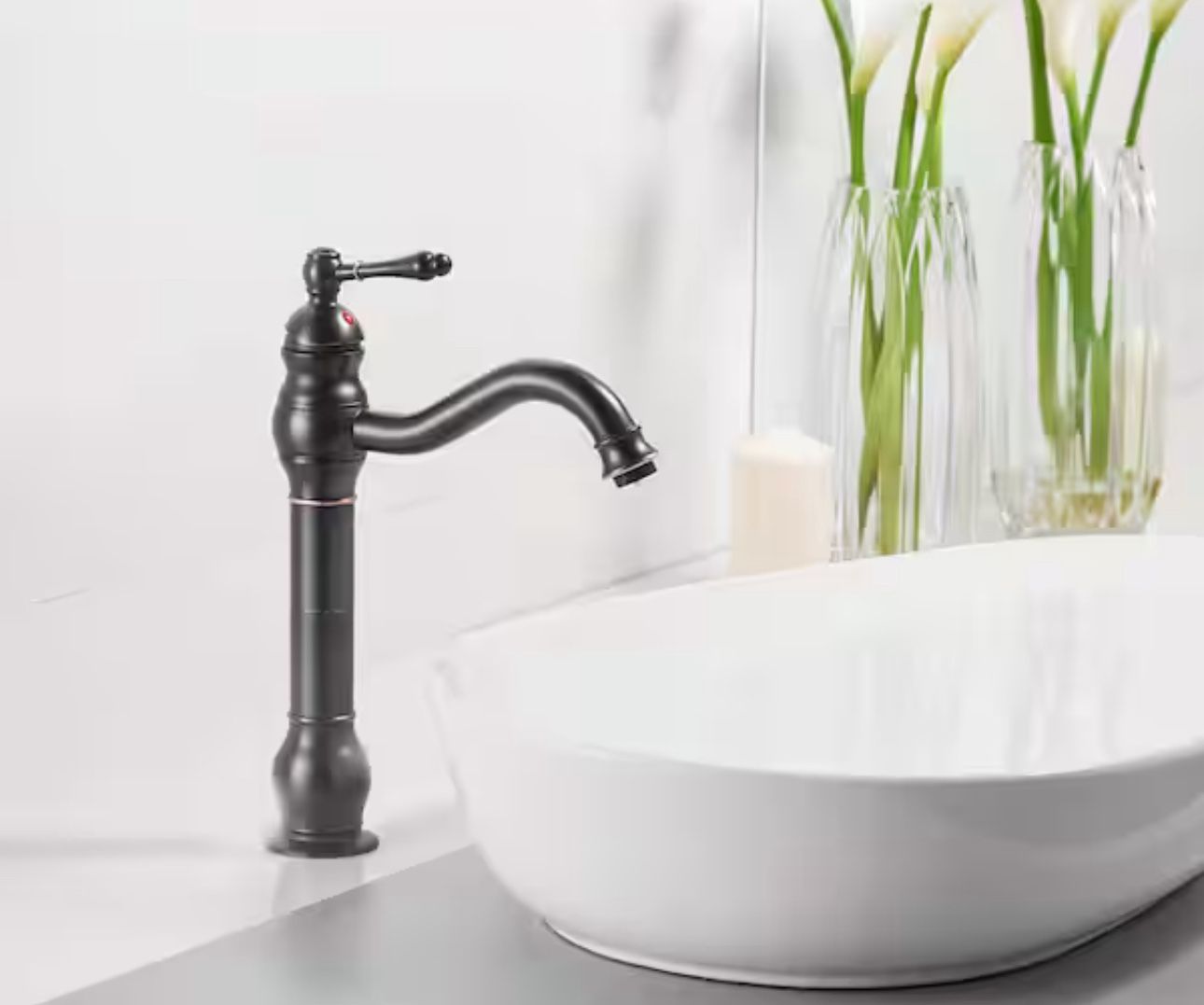 Waterfall Single Hole Single-Handle Vessel Bathroom Faucet With Pop-up Drain Assembly in Oil Rubbed