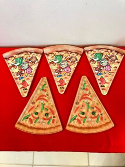 SET of 5 VTG Deborah Mallow Plastic Pizza Slice Plates