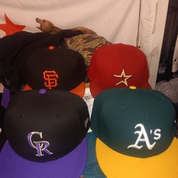 New Era Fitted Cap Bundle Size 8 Oakland Athletics Colorado Rockies San Fran Giants Houston Astros