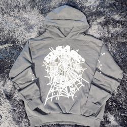 Sp5der Large Black Hoodie with Web Design - New Without Tags