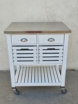 Stainless Steel Kitchen Cart with Storage and Wheels