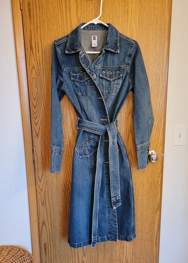 Gap Womens Vintage Trench Coat, Denim Jacket, Duster Size Med