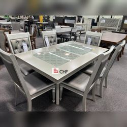 Silver luxury  7 Pc dining table set