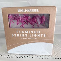 World Market Pink Flamingo String Lights  New in package unused / unopened box