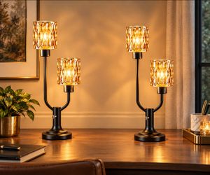 Nightstand Lamps Set of 2 Vintage Amber Glass Table Lamp
