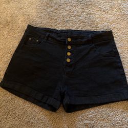 Black denim shorts