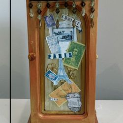 Uniquely Decorated Table Top Wooden Jewelry Armoire