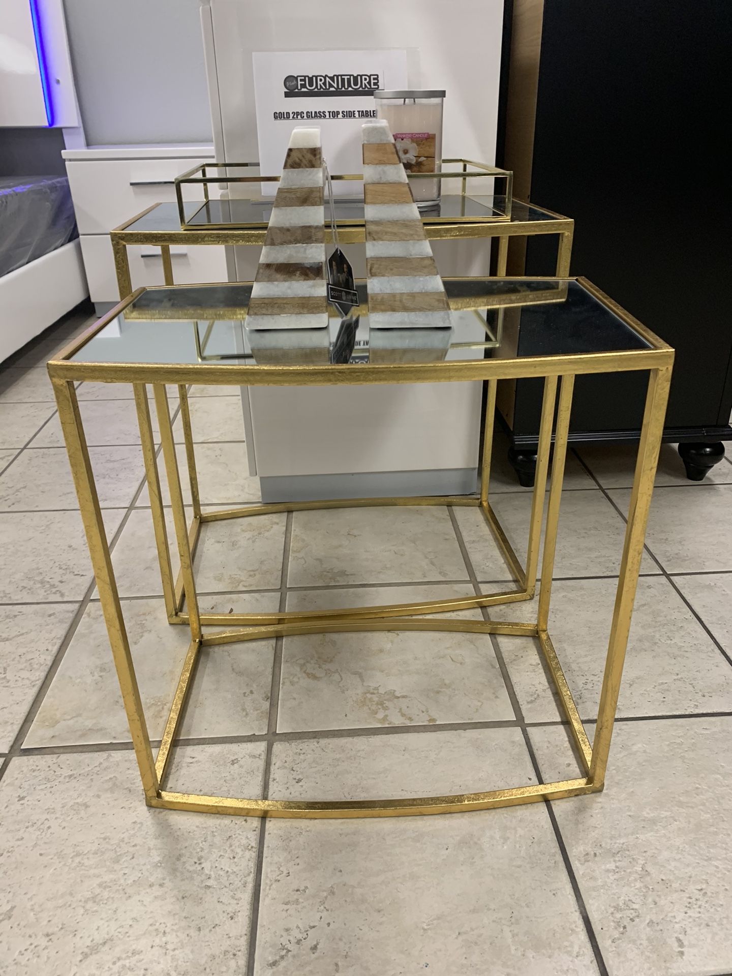 Gold Accent Side Table Set