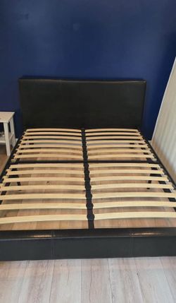 Queen bed leather frame