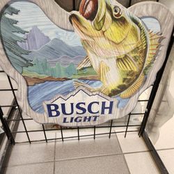 Busch Light Beer Bass Fish Logo Wood Sign