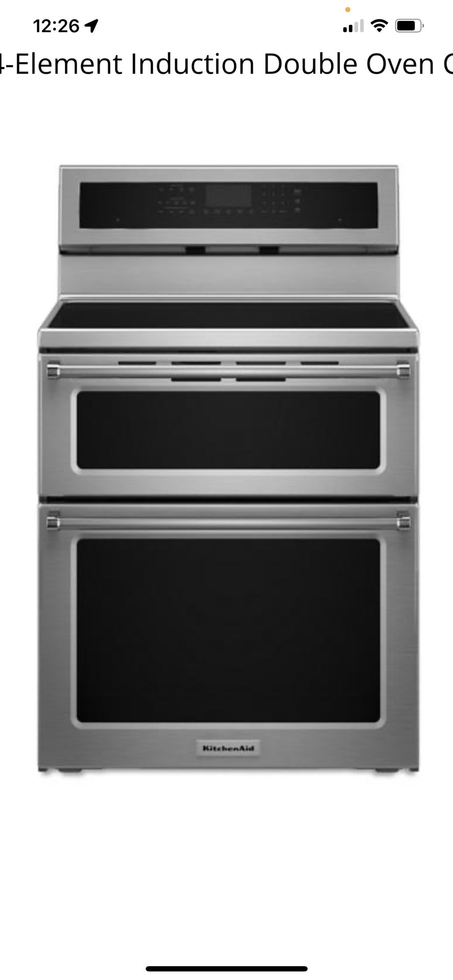 Kitchen aid Induction Stove Touch Screen Double Oven 