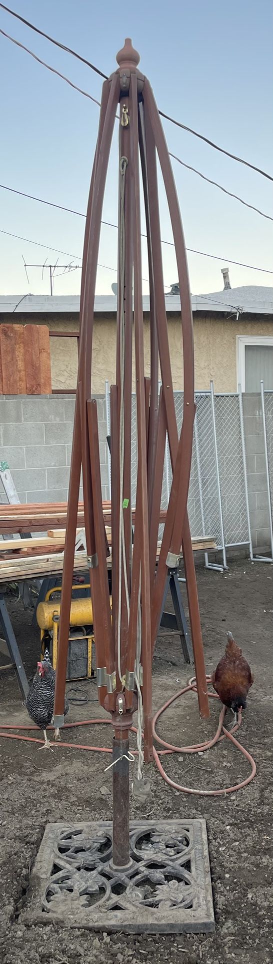 Large Wooden Umbrella frame with stand