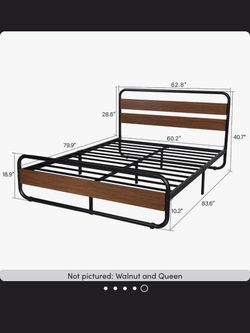 Queen Size Bed Set — Ashley Hybrid Mattress & Industrial Metal Frame $120 for both or sold separate