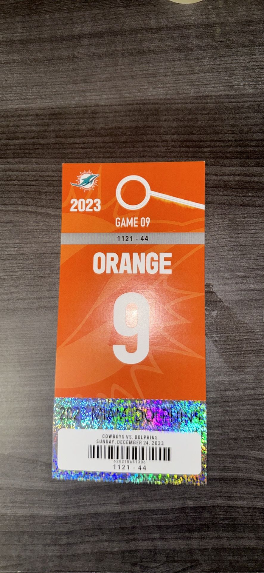 Miami Dolphins Orange Parking Pass
