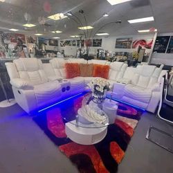 White Electric Reclining Sectional for Sale / Ask For Price 