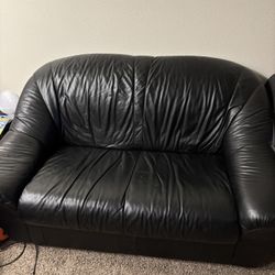 Black Fake Leather Couch