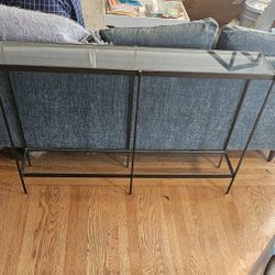 Sofa Table Glass And Metal MCM Style