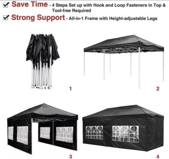 10x20Pop Up Canopy Large Party Tent Shelter 10x20 With Sidewalls