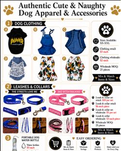 Wholesale Dog Apparel, Collars, Leashes and bottle s