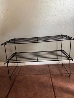 2-Tier Black Wire Shoe Rack