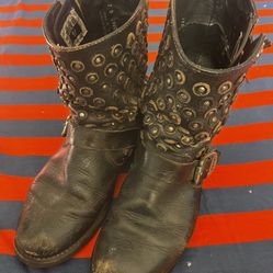 Frye Ankle Leather Rivet Boots