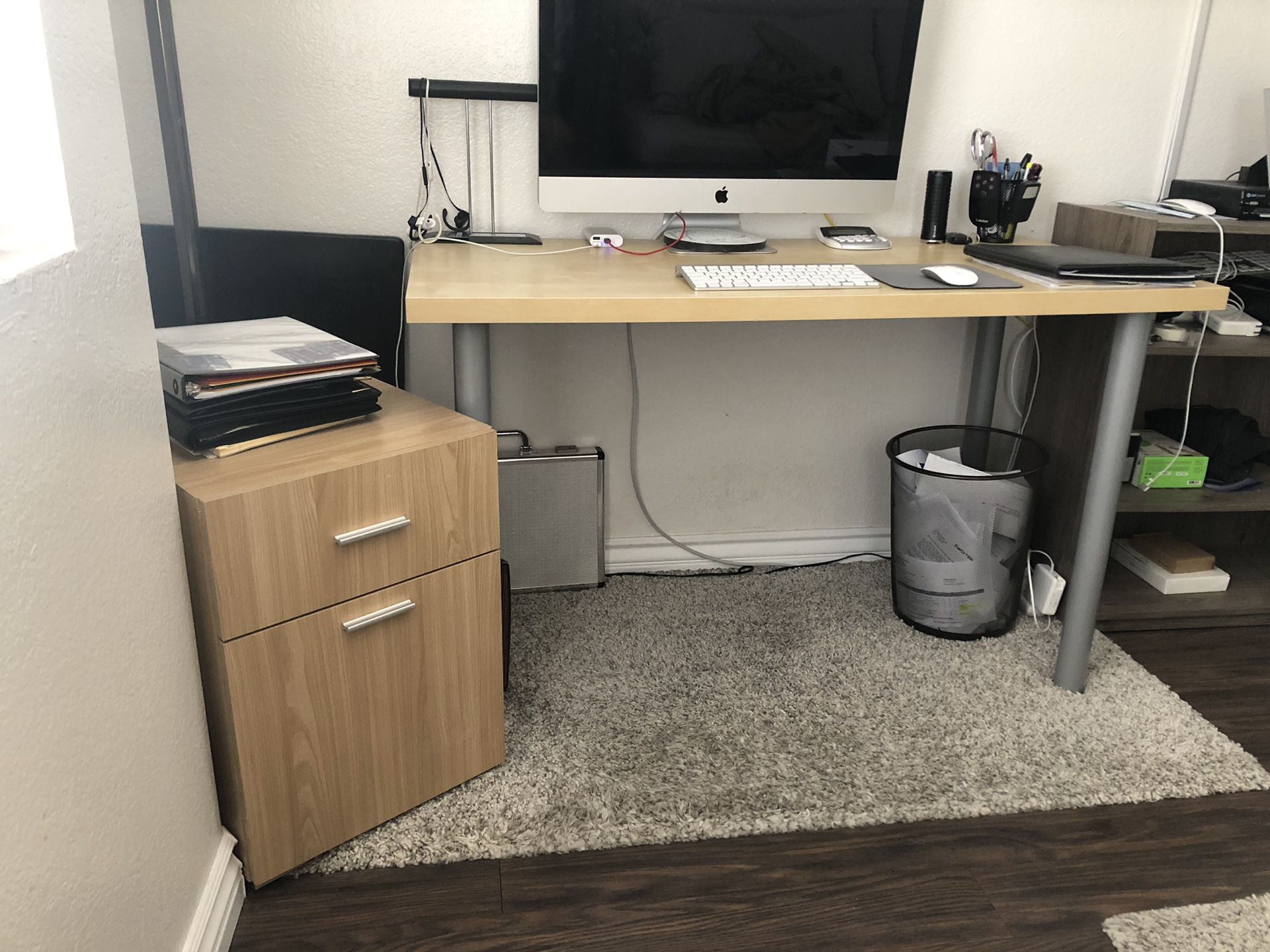 Matching desk, filing cabinet, shelf