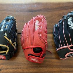 Kids Rawlings baseball gloves t-ball and baseball gloves