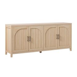 Walker Edison Modern 70" Reeded Sideboard, Credenza with Doors for Kitchen, Dining Room, Media and Game Storage, Buffet Cabinet with Cord Management,