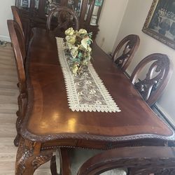 Dining Table and Hutch 6 chairs