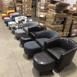 Accent Chairs WITH Ottomans- BRAND NEW- Photography Samples