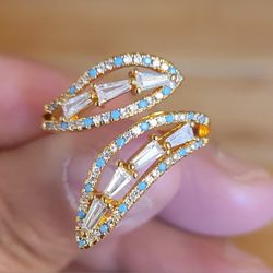 Brand new 21k gold plated brass waterproof cocktail ring size 8