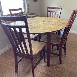 Wood Dining Room Table With 4 Chairs READ DESCRIPTION 