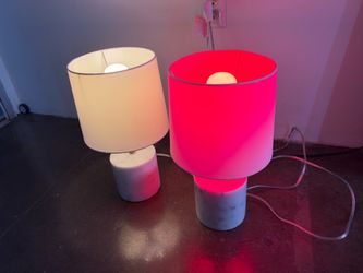 2 x Marble bedside lamps with smart color bulbs