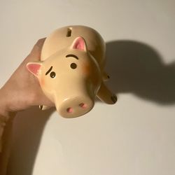 Cute Ceramic Piggy Bank in Pale Peach Hamm Toy Story Good Condition Disney Pixar