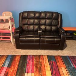 Black leather couch