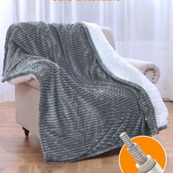 Electric Heated Blanket Throw, Heating Blanket Throw with 4 Timer Settings & 6 Heat Settings, Best Winter Gifts for Men and Women, White Elephant Gift