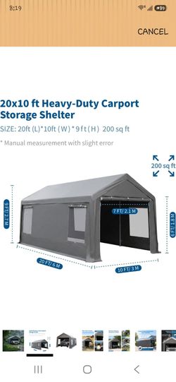 HOTEAGLE 10x20 FT Heavy-Duty Carport / Portable Garage