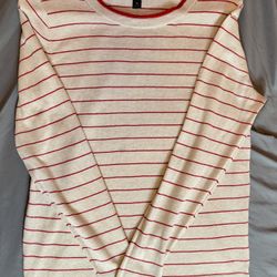 Banana Republic Red and White Striped Lightweight Sweater Size: M