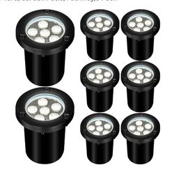 Landscape Lights LED Well Lights 3W 12V-24V in Ground Light IP67 Waterproof Outdoor 8 Pack new