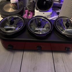 Farberware Triple Slow Cooker, 3 Removable Pots, Glass Lids, Keep Warm