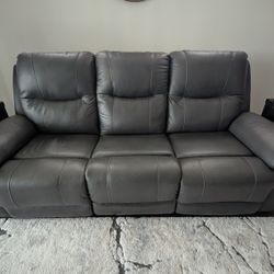 Ashley Furniture Grey Leather  Power Sofa