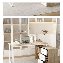 New in Box L - Shaped Computer Desk: Multicolor Options, Ample Storage & Modern Style - Wooden