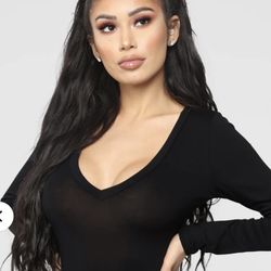 Fashion Nova Sexy Deep V-Neck Bodysuit Size M